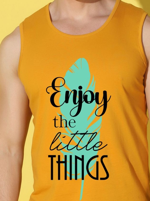 WOOSTRO Printed Gym Innerwear Vest VWS26 ENJOY MUSTARD - Image 2