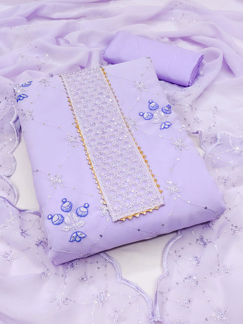 SHADOW & SAINING Embroidered Silk Georgette Unstitched Dress Material