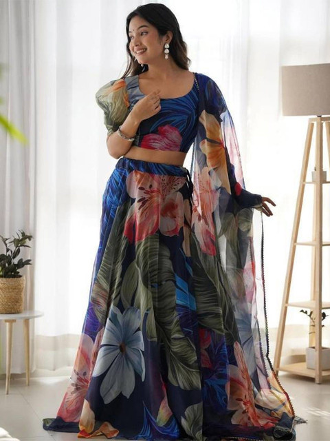 Piludi Printed Semi-Stitched Lehenga & Unstitched Blouse With Dupatta