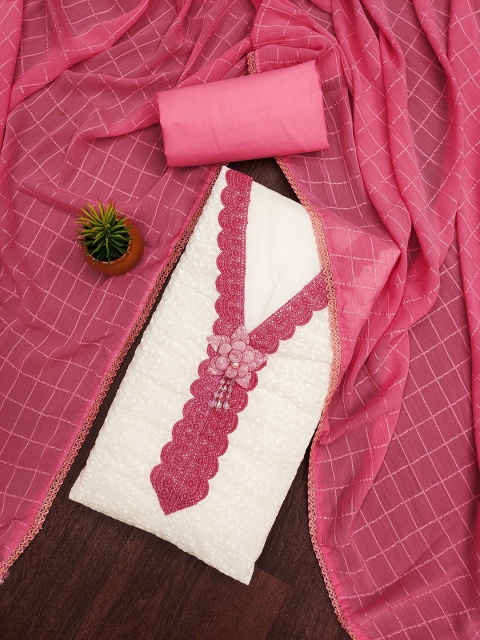SHADOW & SAINING Embroidered Pure Cotton Unstitched Dress Material