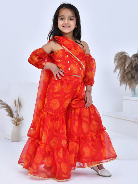 Bannhi by Priyanka Rathore Floral Pure Chiffon Palazzo Saree