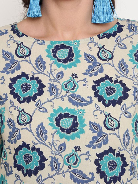 Sera Printed Pure Cotton Round-Neck Top With Palazzos Co-Ords - Image 2