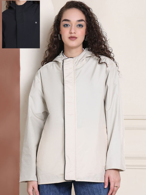 HOUSE OF VEDAS Reversible Waterproof Hooded Rain Jacket