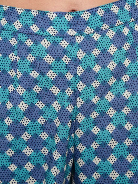 Sera Printed Pure Cotton Round-Neck Top With Palazzos Co-Ords - Image 3