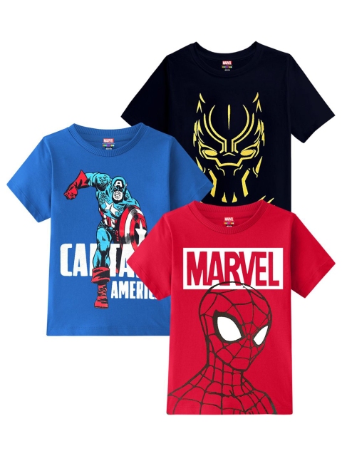 Marvel by Miss and Chief Boys 3 Captain America Printed Extended Sleeves Bio Finish Applique T-shirt