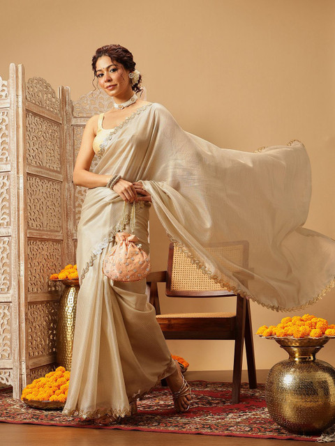 Silk Land Gotta Patti Silk Cotton Muga Saree - Image 2