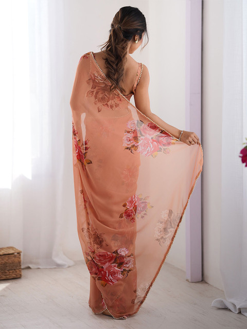 Kalista Floral Printed Chiffon Saree - Image 2