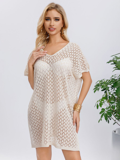 JC Collection Self Design Swimwear Cover Up Top