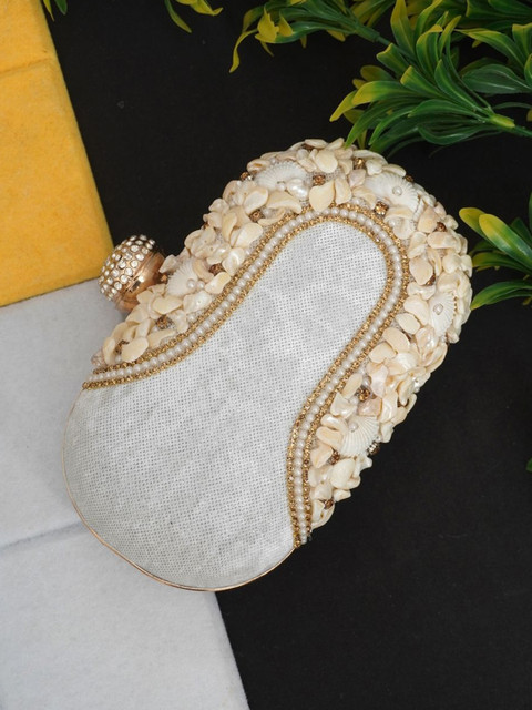 FOR THE BEAUTIFUL YOU Embroidered Embellished Box Clutch