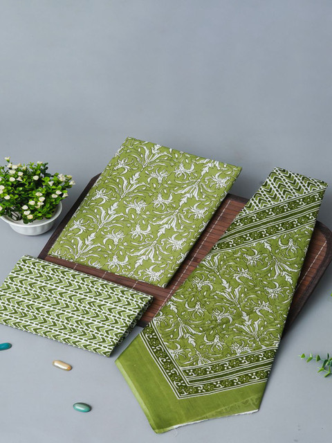 Kwatchi Floral Printed Pure Cotton Unstitched Dress Material