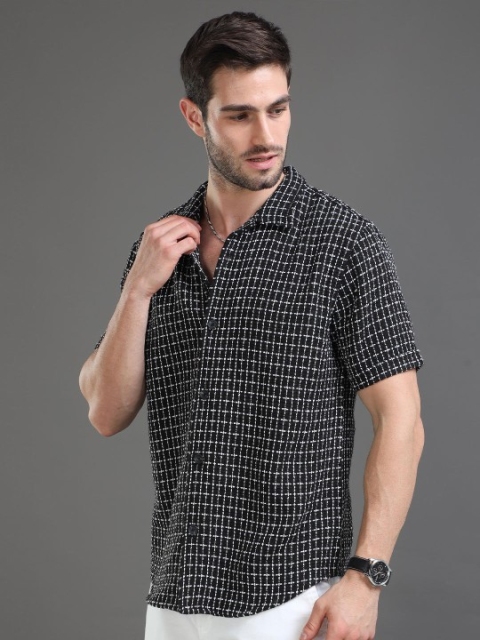 The Cloth Crow Men Comfort Slim Fit Checked Casual Shirt