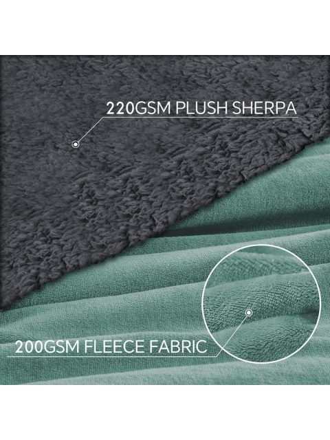 Cloth Fusion Green & Grey Fleece AC Room 233 GSM Single Bed Blanket - Image 5