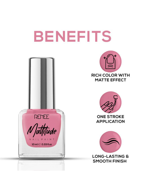 Renee Mattitude Long Lasting Nail Paint - 10 ml - Rosy Kiss - Image 3