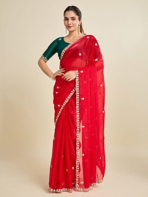 Kandora Embellished Beads and Stones Pure Chiffon Saree