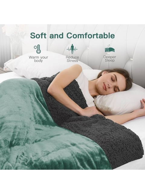 Cloth Fusion Green & Grey Fleece AC Room 233 GSM Single Bed Blanket - Image 4