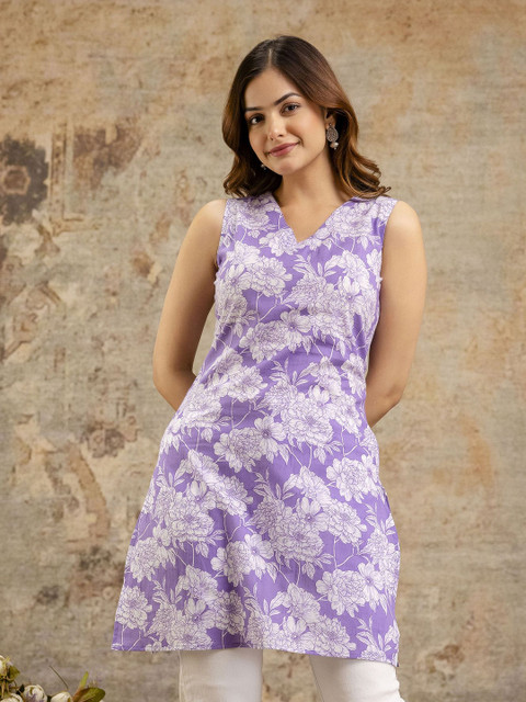 Anouk Rustic Women Floral Printed V-Neck Pure Cotton Kurti
