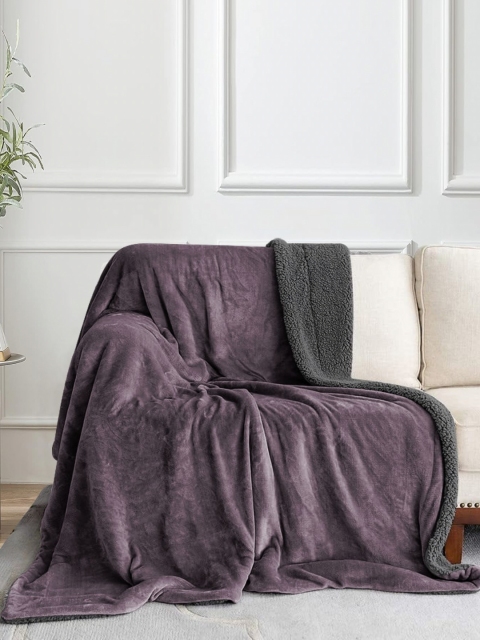 Cloth Fusion Violet & Grey Fleece AC Room 233 GSM Single Bed Blanket - Image 3