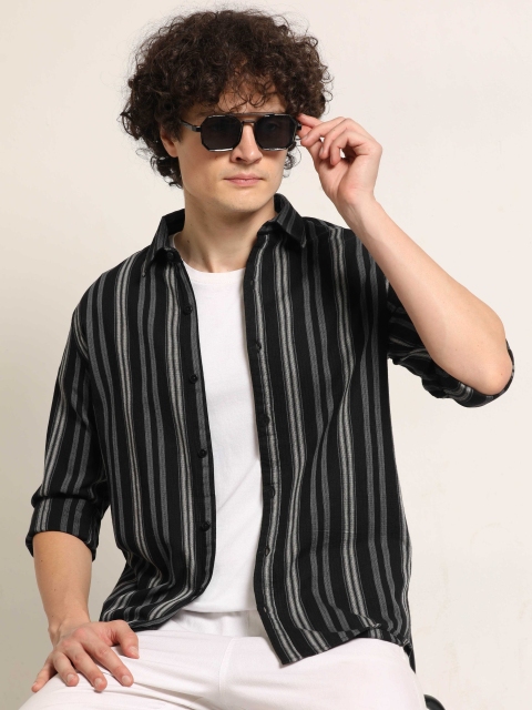 Bushirt Men Classic Striped Casual Shirt
