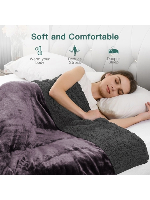 Cloth Fusion Violet & Grey Fleece AC Room 233 GSM Single Bed Blanket - Image 4