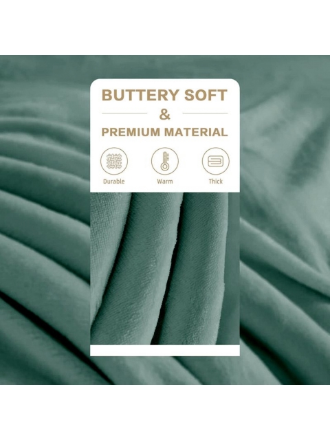 Cloth Fusion Green & Grey Fleece AC Room 233 GSM Single Bed Blanket - Image 6
