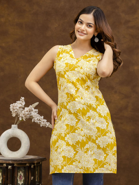 Anouk Rustic Women Floral Printed V-Neck Pure Cotton Kurti