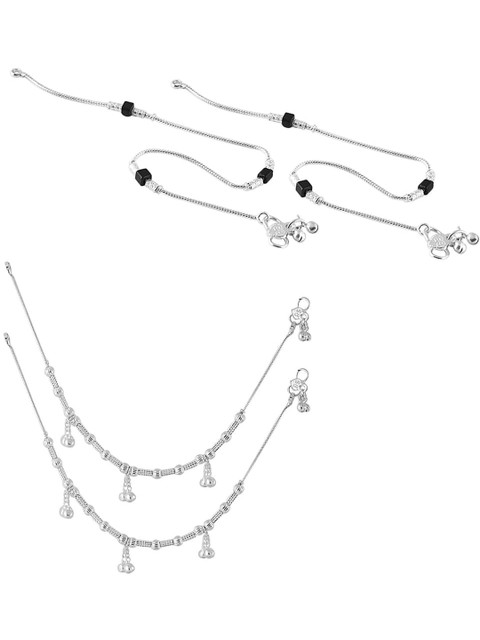 Heer Collection Set Of 2 Artificial Beaded Anklets