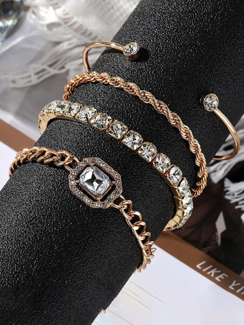 GOLDIWALA Set Of 4 Gold-Plated Link Bracelet