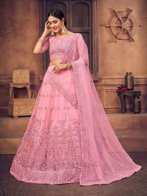 KALINI Women Embroidered Thread Work Semi-Stitched Lehenga & Unstitched Blouse Dupatta - Image 3