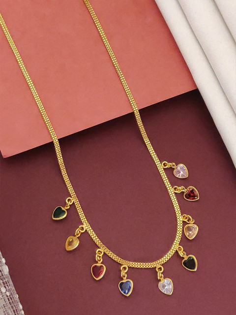 ABDESIGNS Sophisticated Gold-Plated Artificial Stones Studded Chain - Image 3
