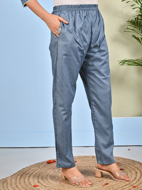 Moktika Floral Embroidered Sweetheart Neck Kurta With Trousers & Dupatta - Image 7