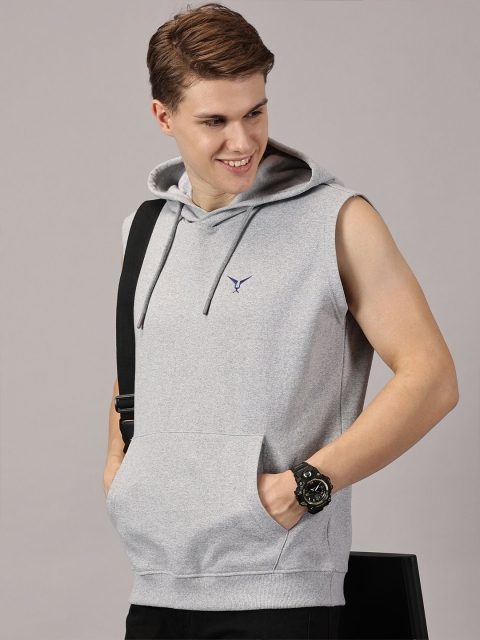 LEON Men Solid Hooded Sleeveless Sweatshirt - Image 3