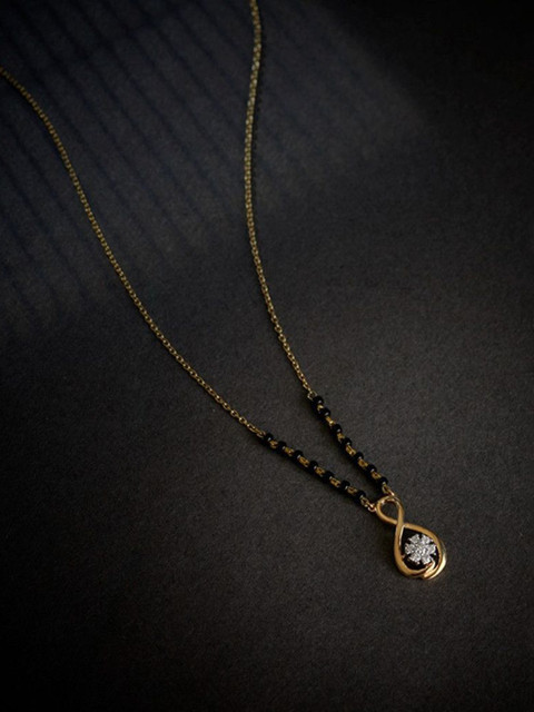 Anouk Gold-Plated Artificial Stones Studded and Beaded Mangalsutra