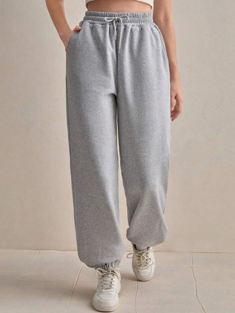 FLYNOFF Women Relaxed Loose Fit Solid Joggers Trousers