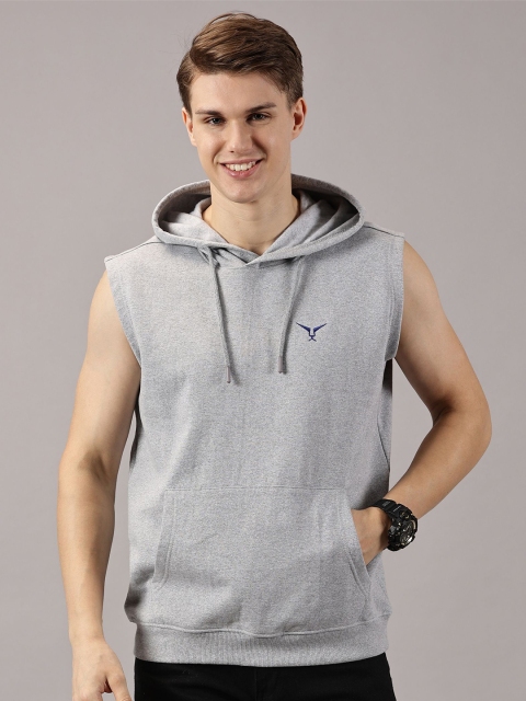LEON Men Solid Hooded Sleeveless Sweatshirt