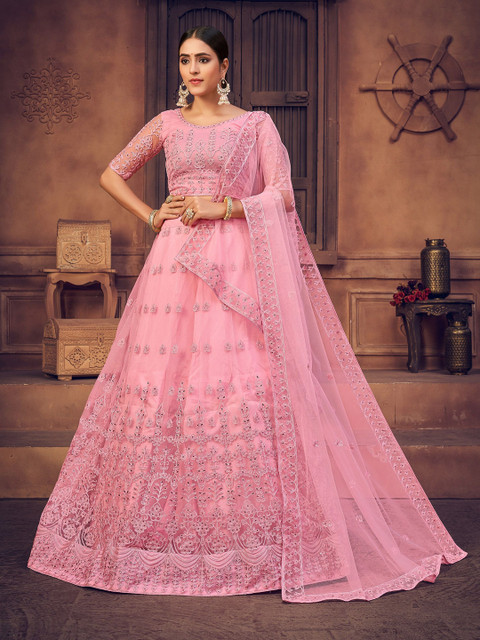 KALINI Women Embroidered Thread Work Semi-Stitched Lehenga & Unstitched Blouse Dupatta - Image 5