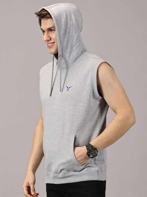 LEON Men Solid Hooded Sleeveless Sweatshirt - Image 6