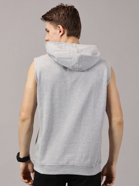 LEON Men Solid Hooded Sleeveless Sweatshirt - Image 4