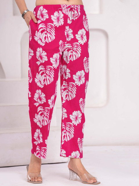 CELEBRAVO Floral Printed V-Neck Pure Cotton A-Line Maternity Kaftan With Trouser - Image 7