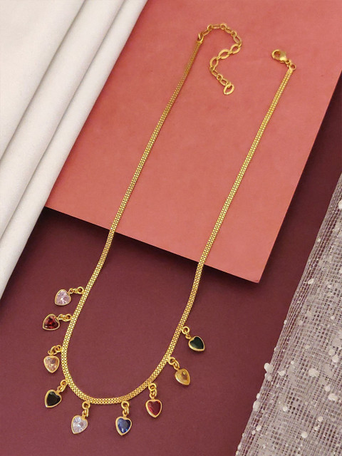 ABDESIGNS Sophisticated Gold-Plated Artificial Stones Studded Chain - Image 2