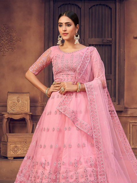 KALINI Women Embroidered Thread Work Semi-Stitched Lehenga & Unstitched Blouse Dupatta - Image 2