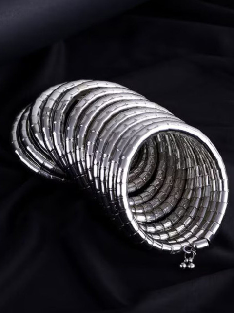 NVR Women Silver Plated Spiral Bangle