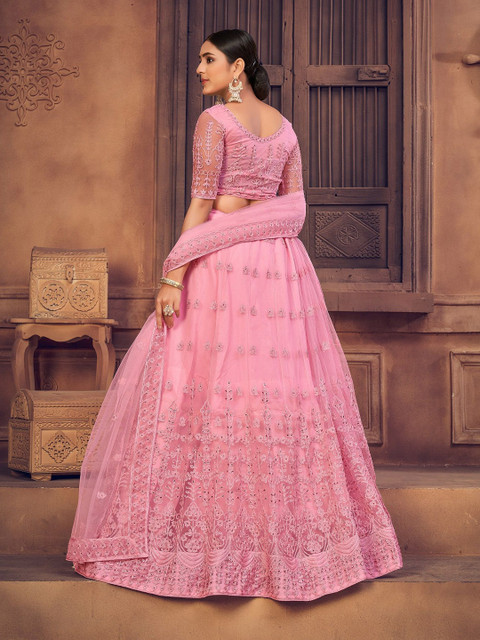 KALINI Women Embroidered Thread Work Semi-Stitched Lehenga & Unstitched Blouse Dupatta - Image 4