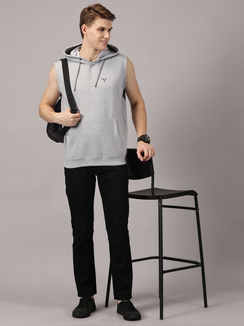LEON Men Solid Hooded Sleeveless Sweatshirt - Image 5