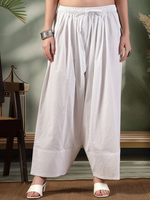 Clora Creation Women Solid Loose Fit Cotton Farshi Salwar