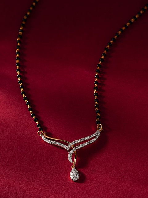 Anouk Gold-Plated Artificial Stones Studded and Beaded Mangalsutra