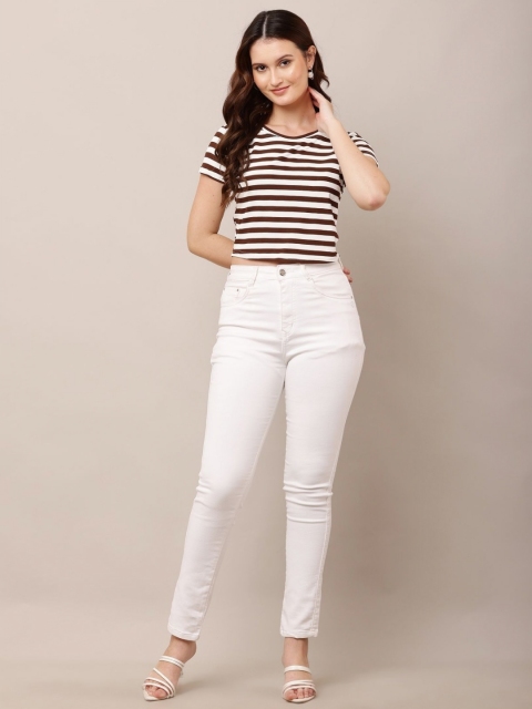 Mast & Harbour Striped Cropped Slim Fit T-shirt - Image 6