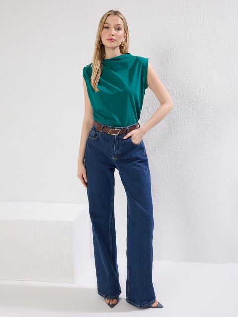 Trendyol Women Solid Boat Neck Cotton T-shirt - Image 4