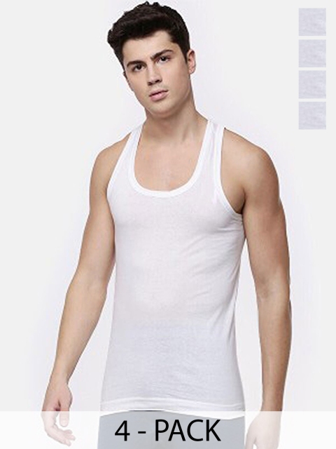 CAVENDERS Pack Of 4 Pure Cotton Gym Vests soft White Premium quality Dno-v259st