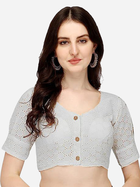 HERE&NOW Embroidered Cotton Saree Blouse