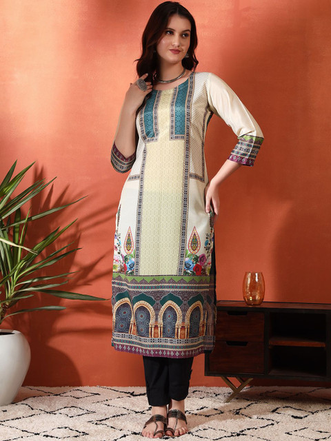 Sangria Women Ethnic Motifs Printed Straight Kurta